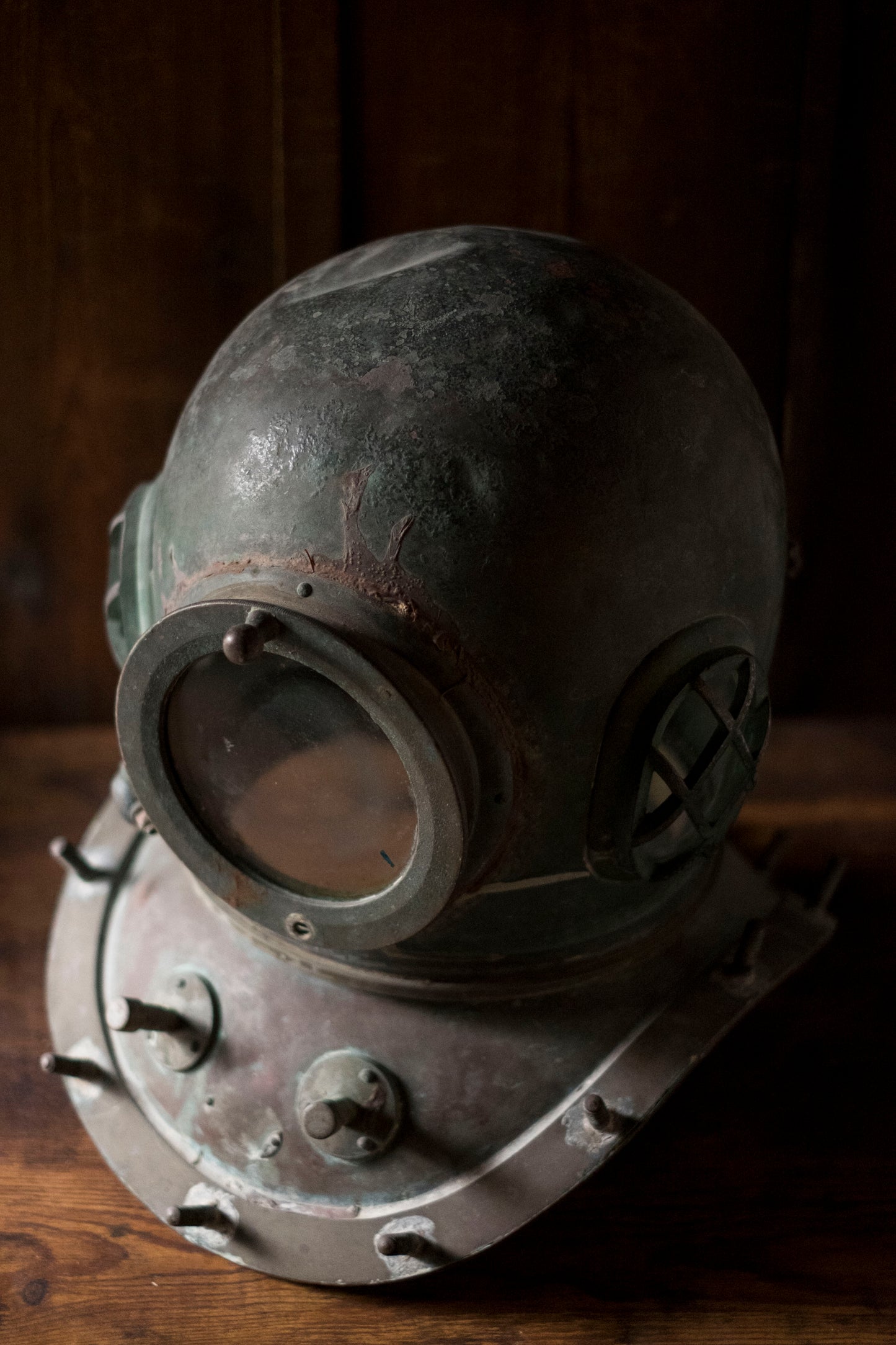 Antique Japanese TOA Diving Helmet Bronze Shōwa Era Commercial Diver Helmet Industrial Maritime Artifact Authentic Patina