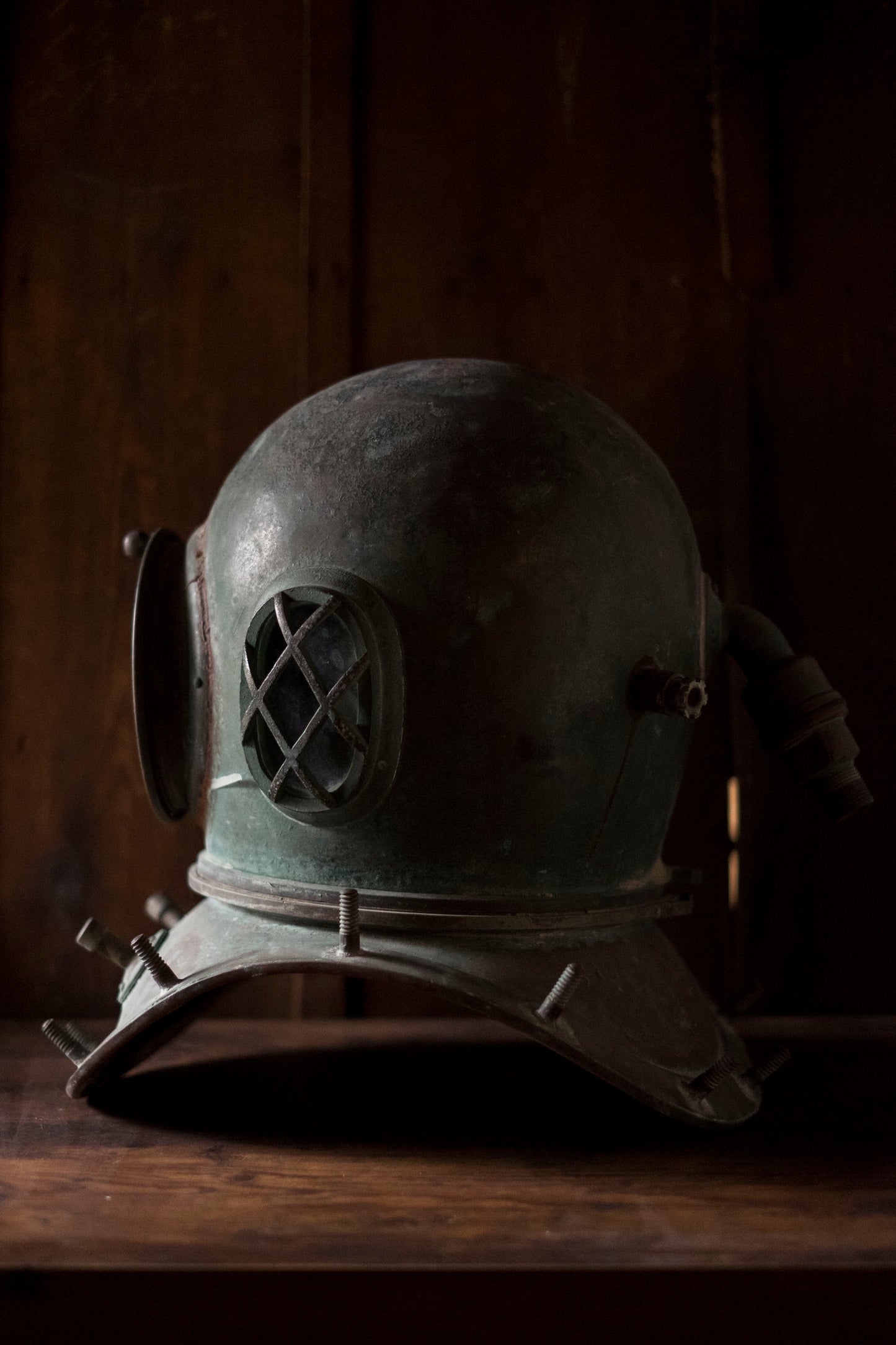 Antique Japanese TOA Diving Helmet Bronze Shōwa Era Commercial Diver Helmet Industrial Maritime Artifact Authentic Patina