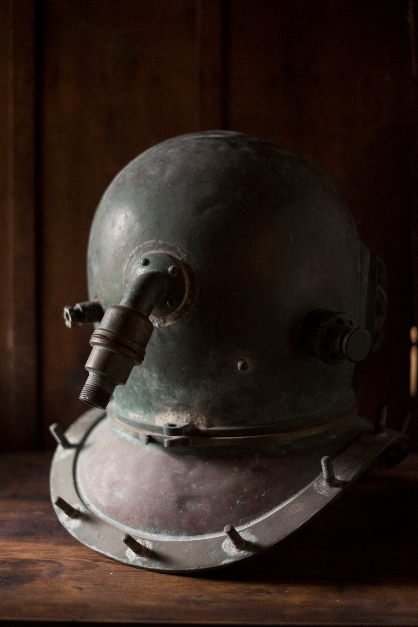 Antique Japanese TOA Diving Helmet Bronze Shōwa Era Commercial Diver Helmet Industrial Maritime Artifact Authentic Patina