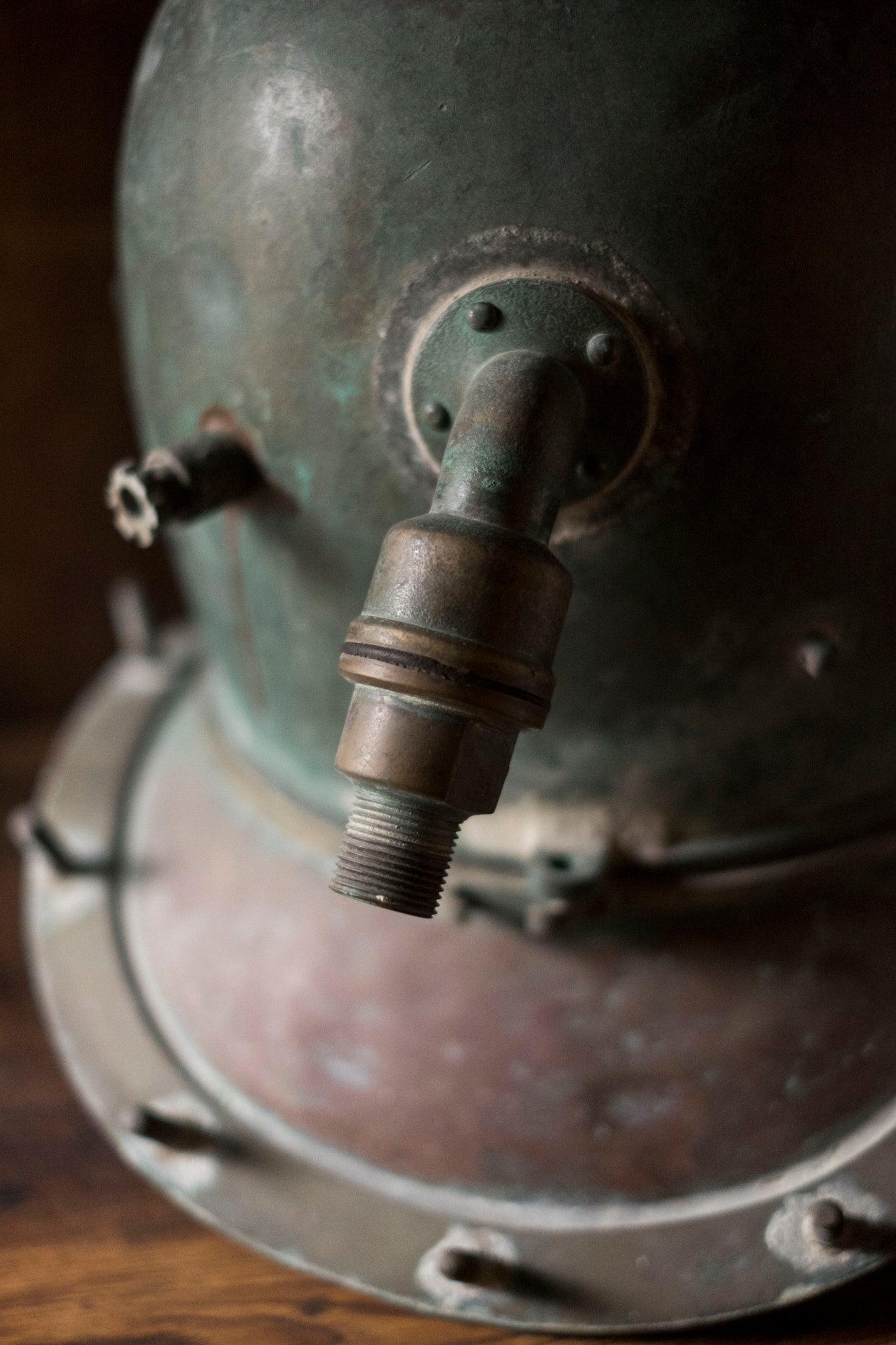 Antique Japanese TOA Diving Helmet Bronze Shōwa Era Commercial Diver Helmet Industrial Maritime Artifact Authentic Patina