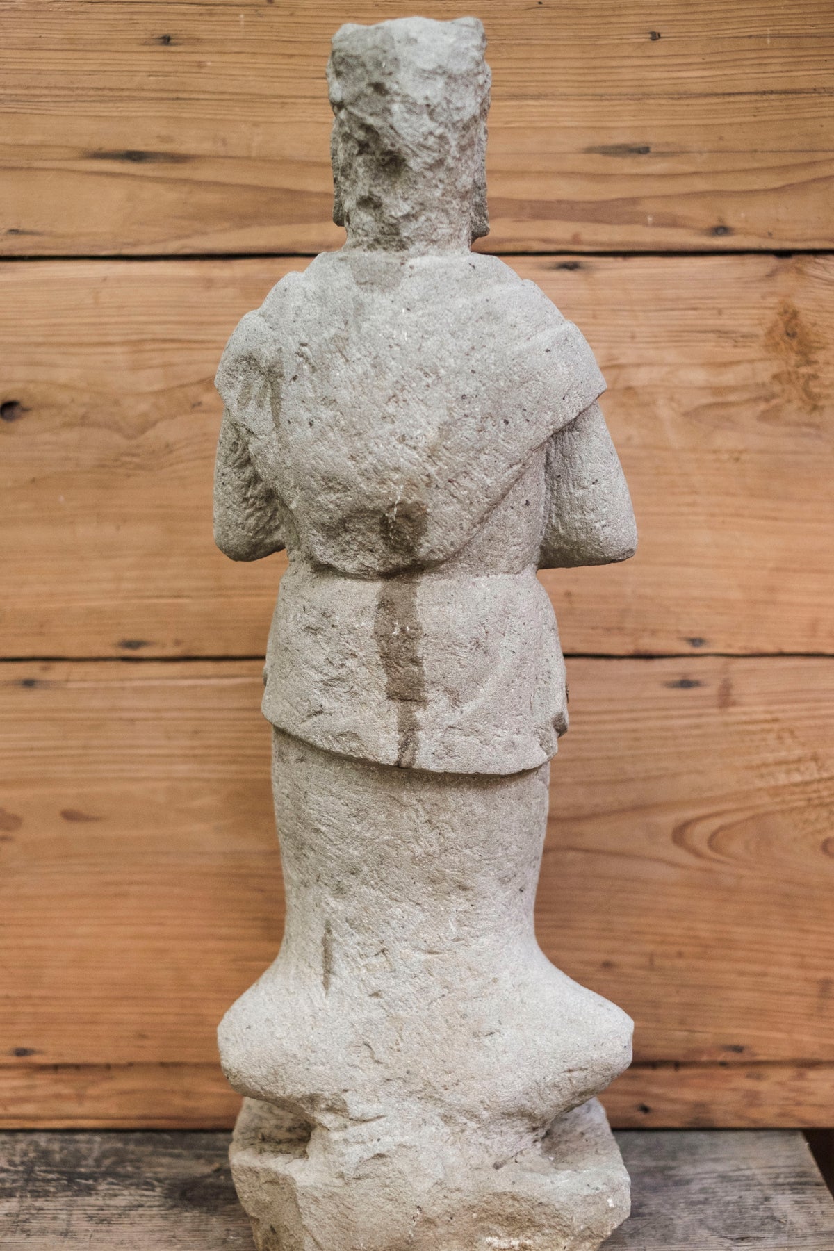 Japanese Sekibutsu Stone Buddhist Guardian Statue Zen Garden | Hand-Carved Temple Warrior Figure | Zen Garden Sculpture