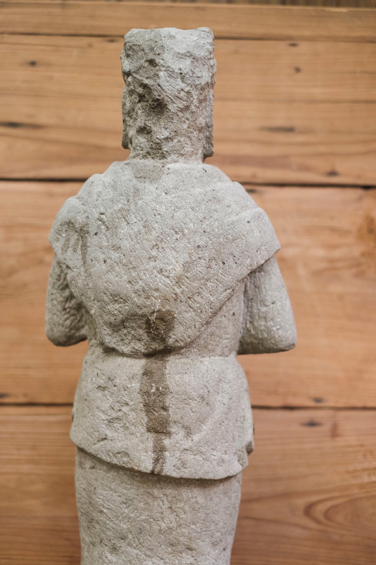 Japanese Sekibutsu Stone Buddhist Guardian Statue Zen Garden | Hand-Carved Temple Warrior Figure | Zen Garden Sculpture