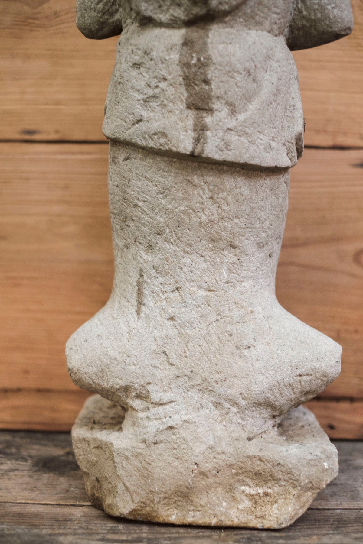 Japanese Sekibutsu Stone Buddhist Guardian Statue Zen Garden | Hand-Carved Temple Warrior Figure | Zen Garden Sculpture