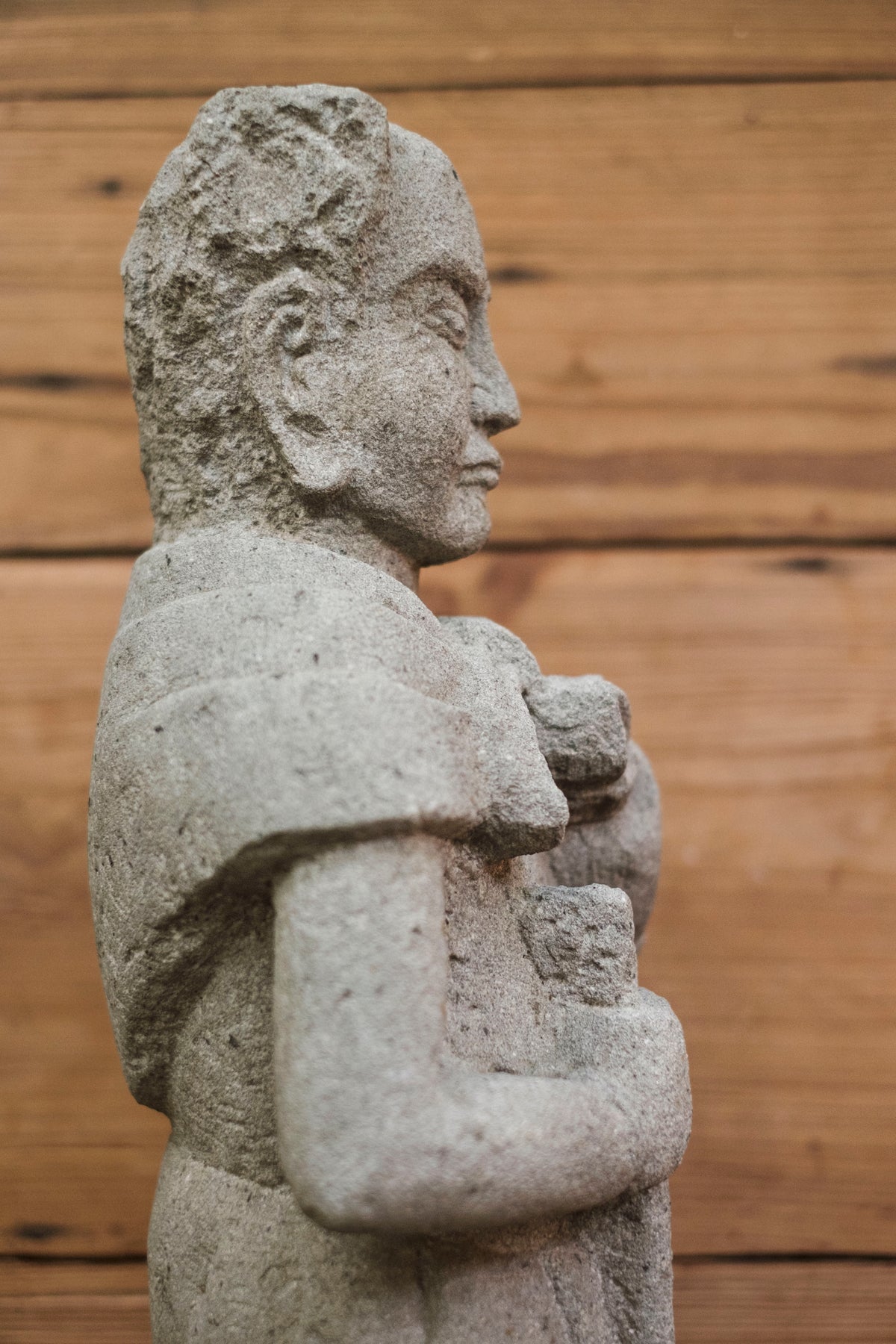 Japanese Sekibutsu Stone Buddhist Guardian Statue Zen Garden | Hand-Carved Temple Warrior Figure | Zen Garden Sculpture