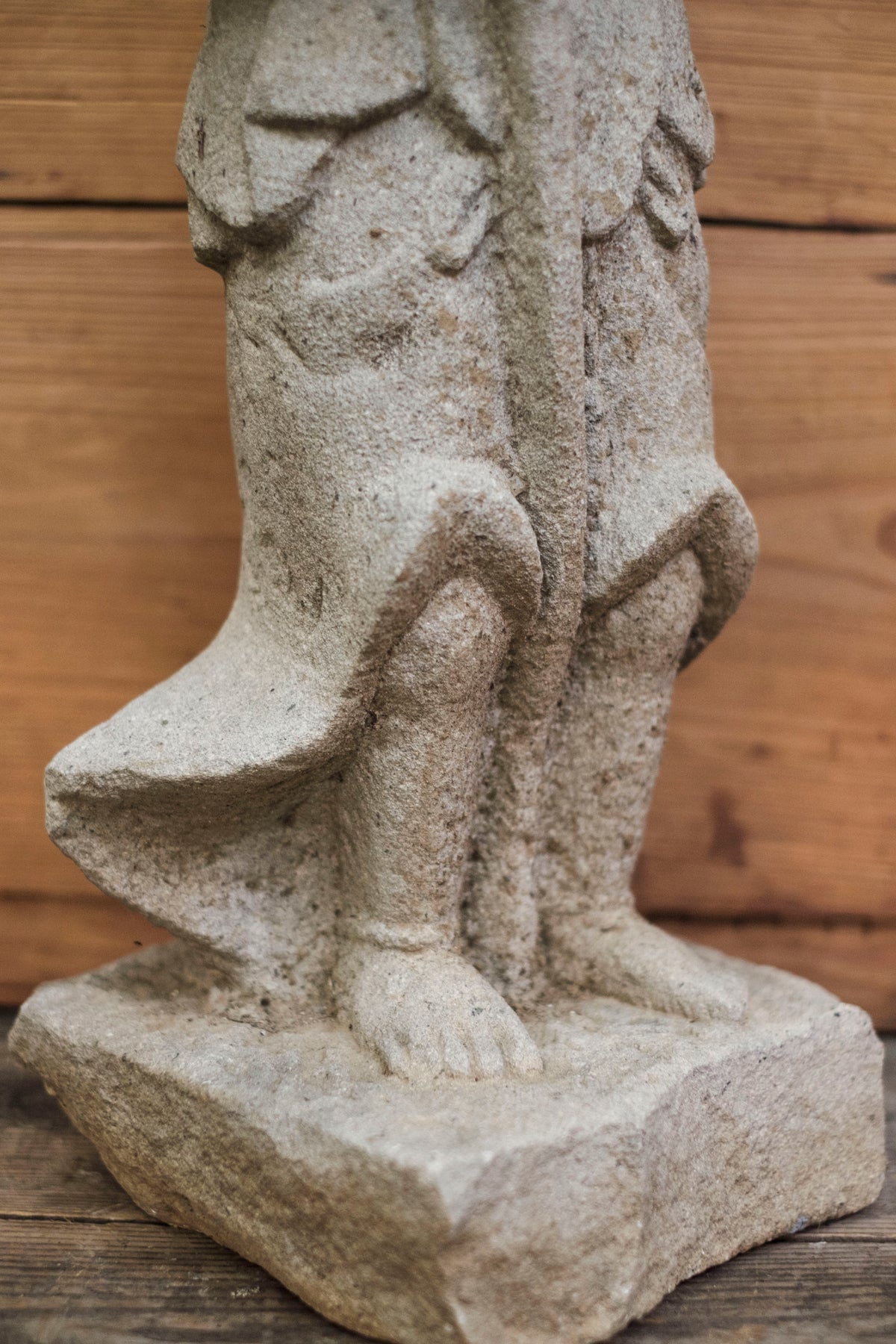 Japanese Sekibutsu Stone Buddhist Guardian Statue Zen Garden | Hand-Carved Temple Warrior Figure | Zen Garden Sculpture