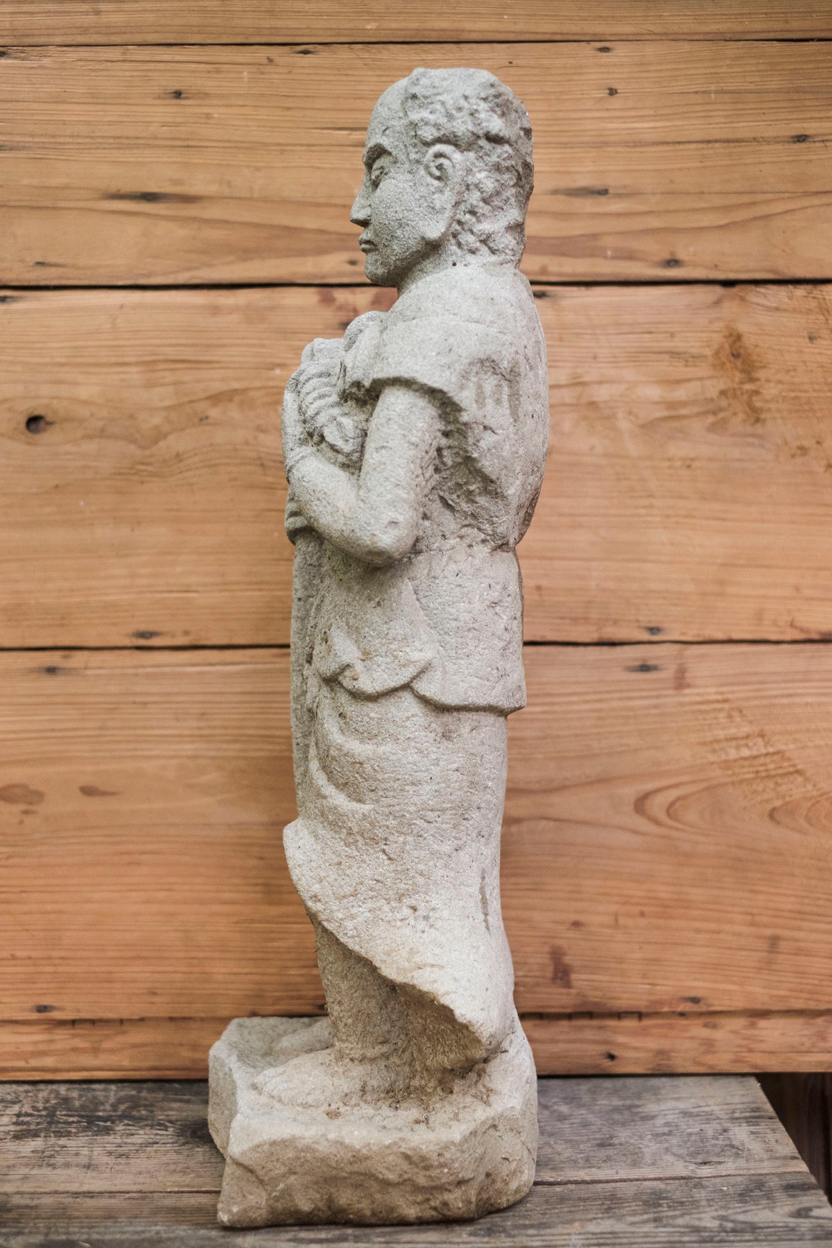 Japanese Sekibutsu Stone Buddhist Guardian Statue Zen Garden | Hand-Carved Temple Warrior Figure | Zen Garden Sculpture