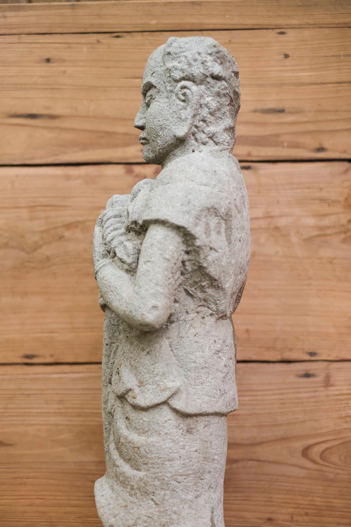 Japanese Sekibutsu Stone Buddhist Guardian Statue Zen Garden | Hand-Carved Temple Warrior Figure | Zen Garden Sculpture