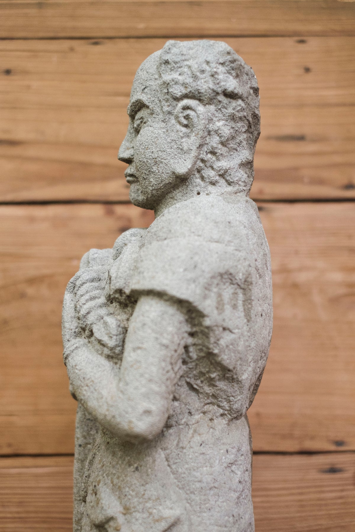 Japanese Sekibutsu Stone Buddhist Guardian Statue Zen Garden | Hand-Carved Temple Warrior Figure | Zen Garden Sculpture