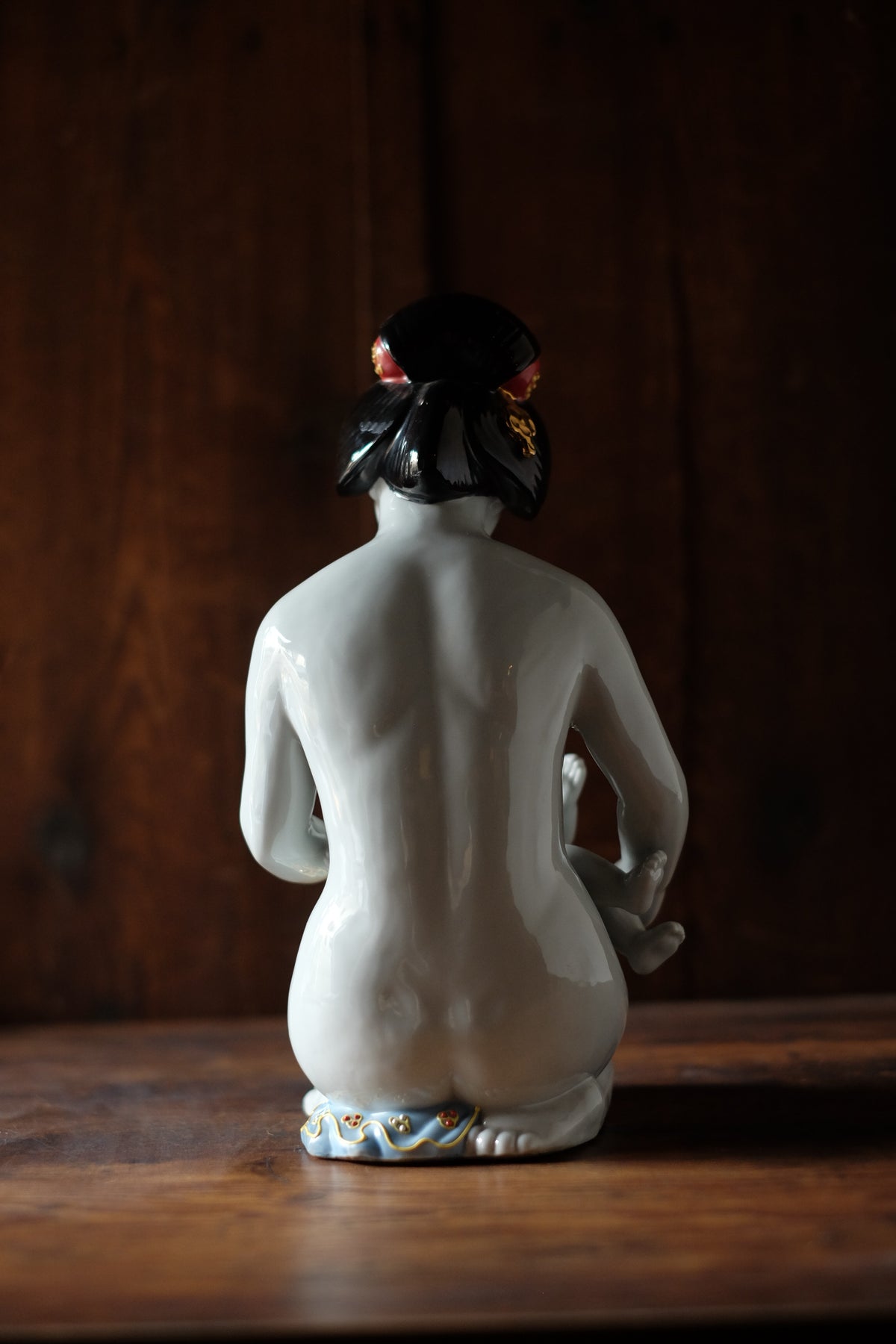 Vintage Japanese Kutani Bijin Mother and Child Porcelain Okimono | Nursing Mother Figurine