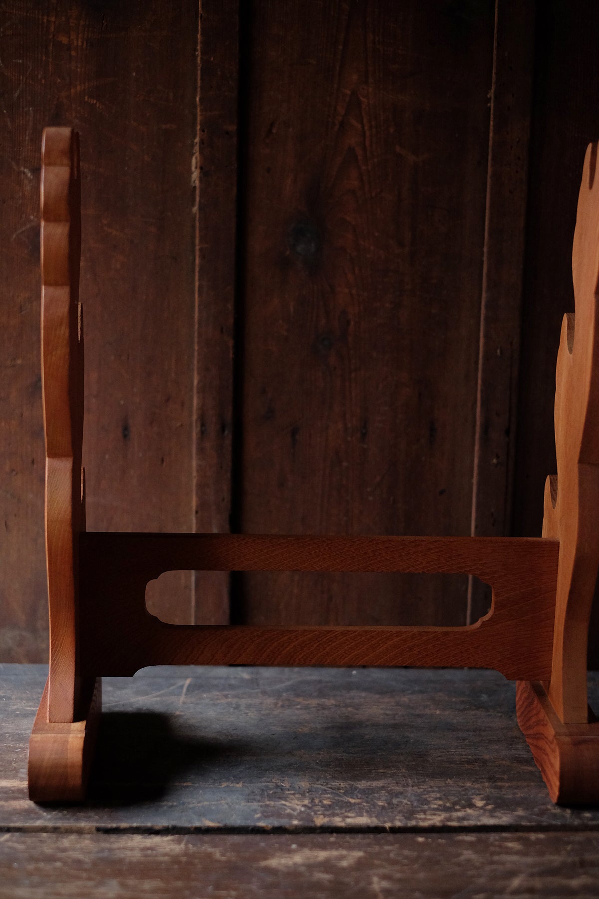 Vintage Japanese Katana Kake Three-Sword Wooden Stand | Samurai Katana Wakizashi Display Rack