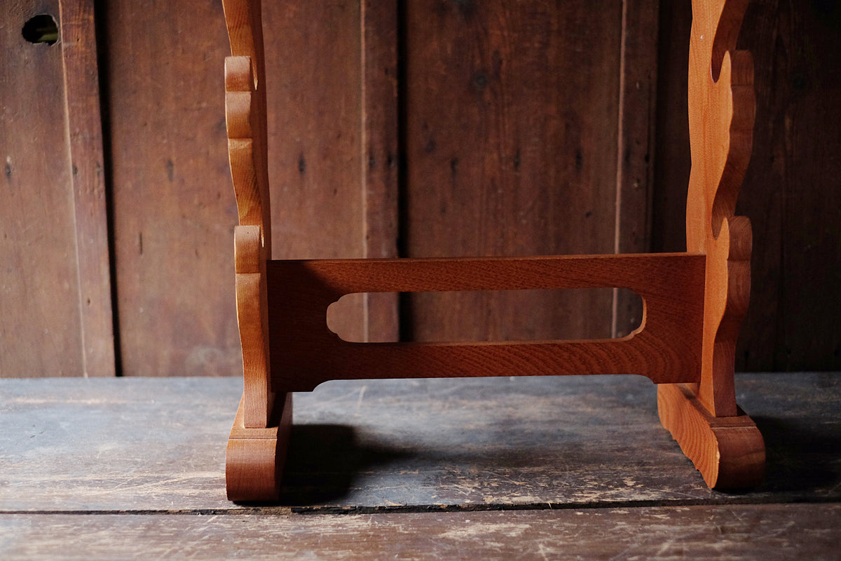 Vintage Japanese Katana Kake Three-Sword Wooden Stand | Samurai Katana Wakizashi Display Rack