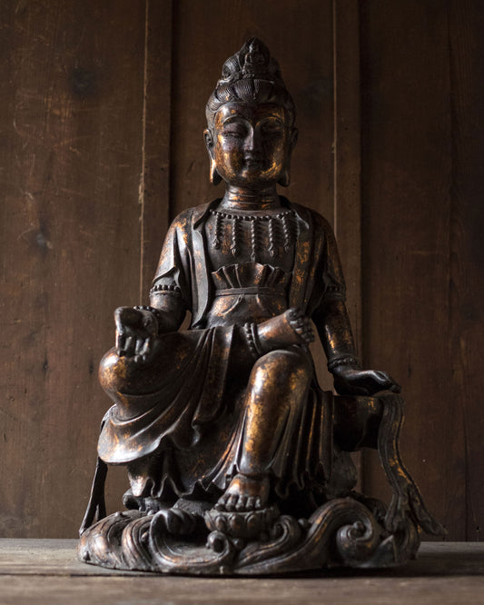 Monumental Seated Bodhisattva Figure (Guanyin  Avalokiteshvara, Royal Ease Pose) — Chinese  Sino-Tibetan School (Assessment)
