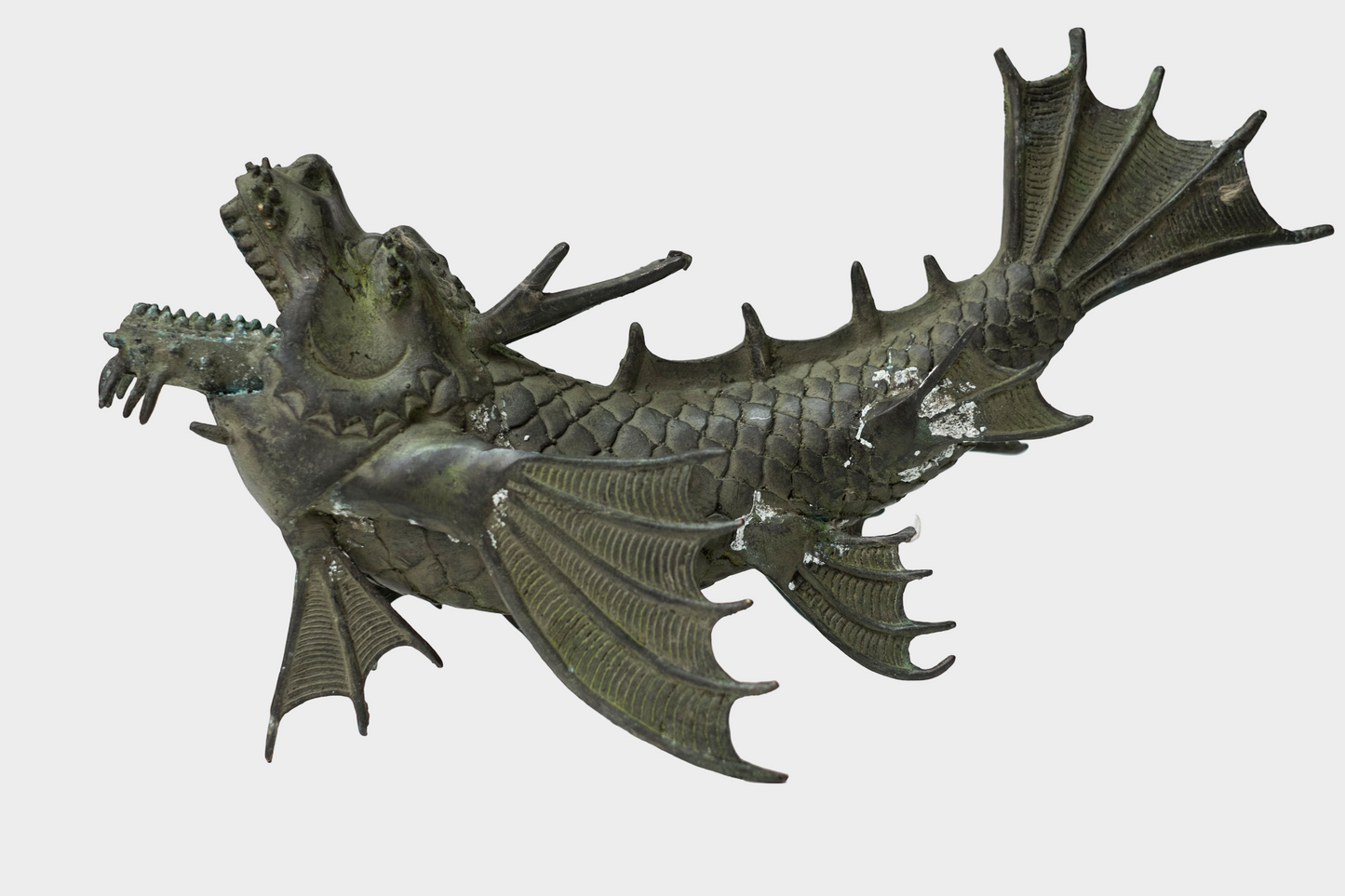 Pair of Bronze Shachihoko Dragon-Fish Guardians | East Asian Mythical Roof Form Sculptures