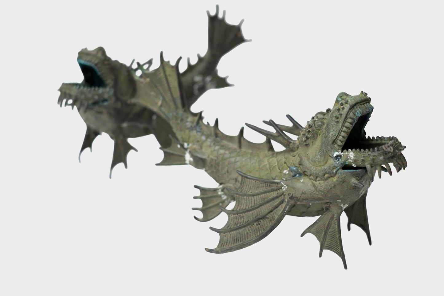 Pair of Bronze Shachihoko Dragon-Fish Guardians | East Asian Mythical Roof Form Sculptures