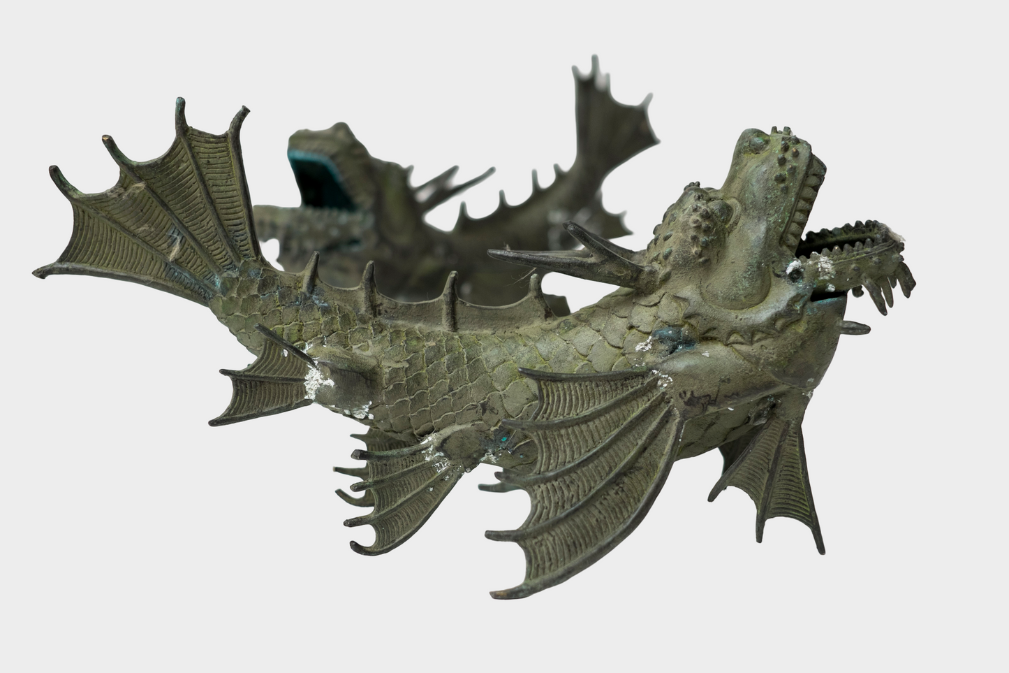 Pair of Bronze Shachihoko Dragon-Fish Guardians | East Asian Mythical Roof Form Sculptures