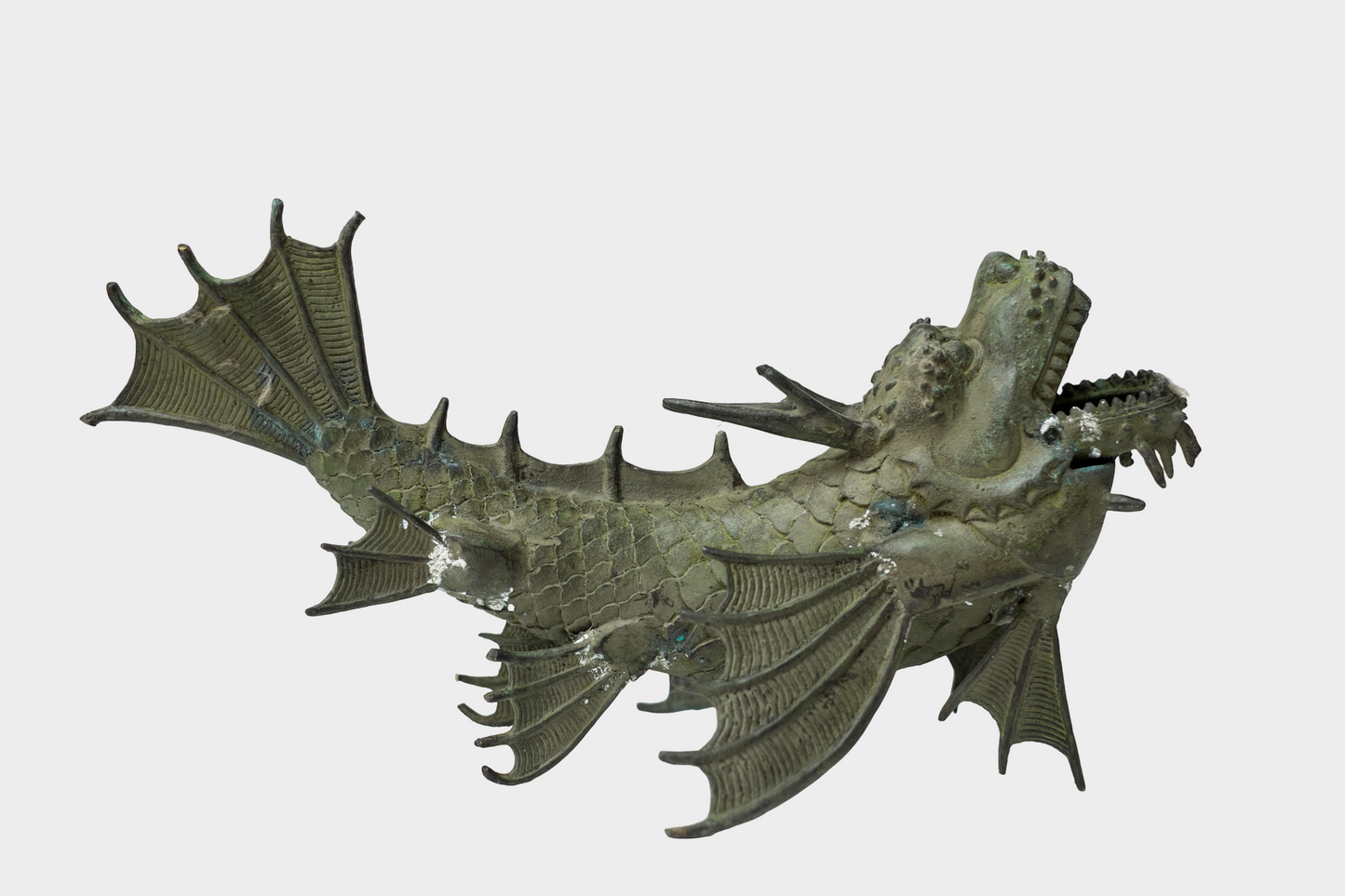 Pair of Bronze Shachihoko Dragon-Fish Guardians | East Asian Mythical Roof Form Sculptures