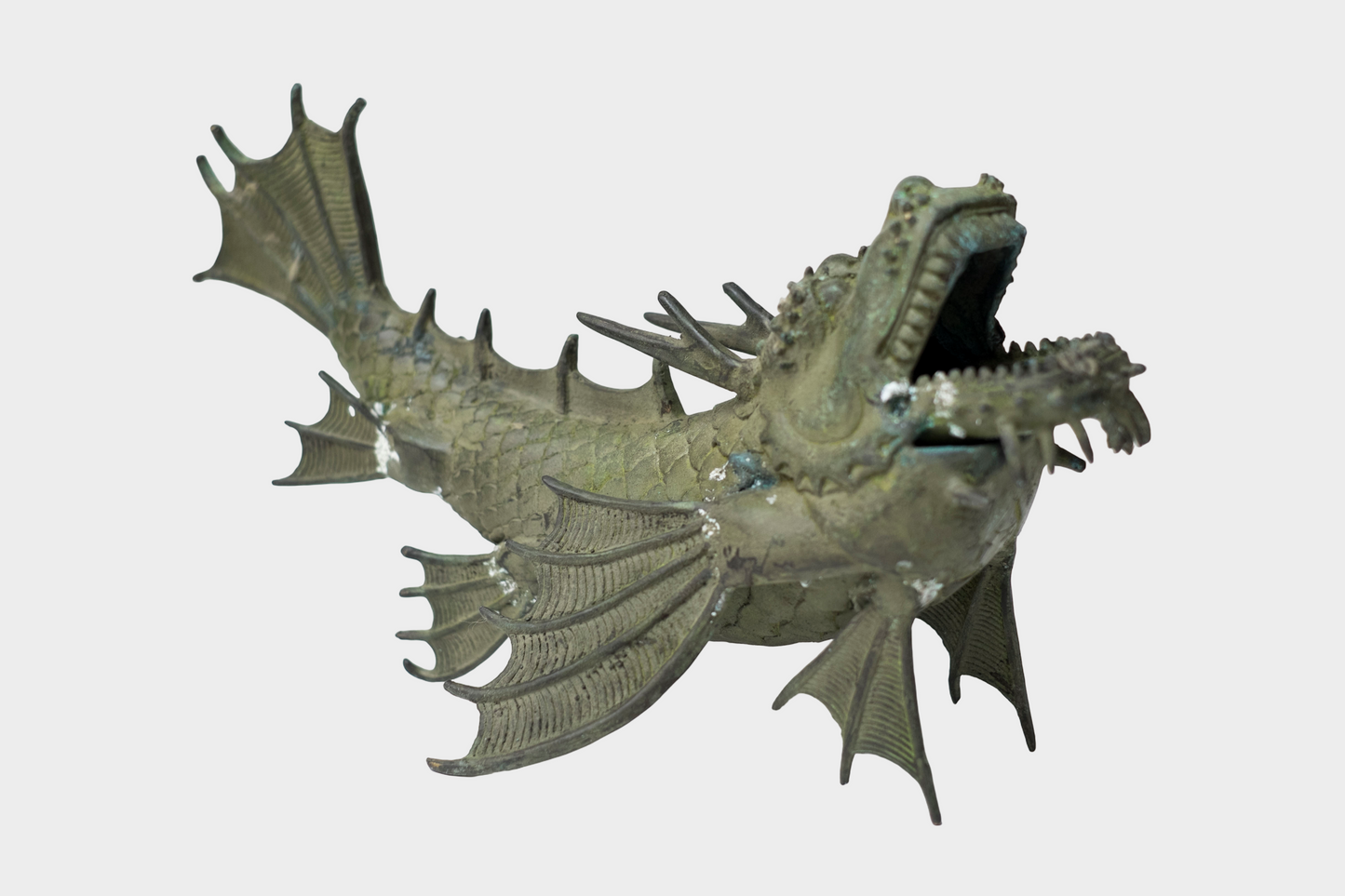 Pair of Bronze Shachihoko Dragon-Fish Guardians | East Asian Mythical Roof Form Sculptures