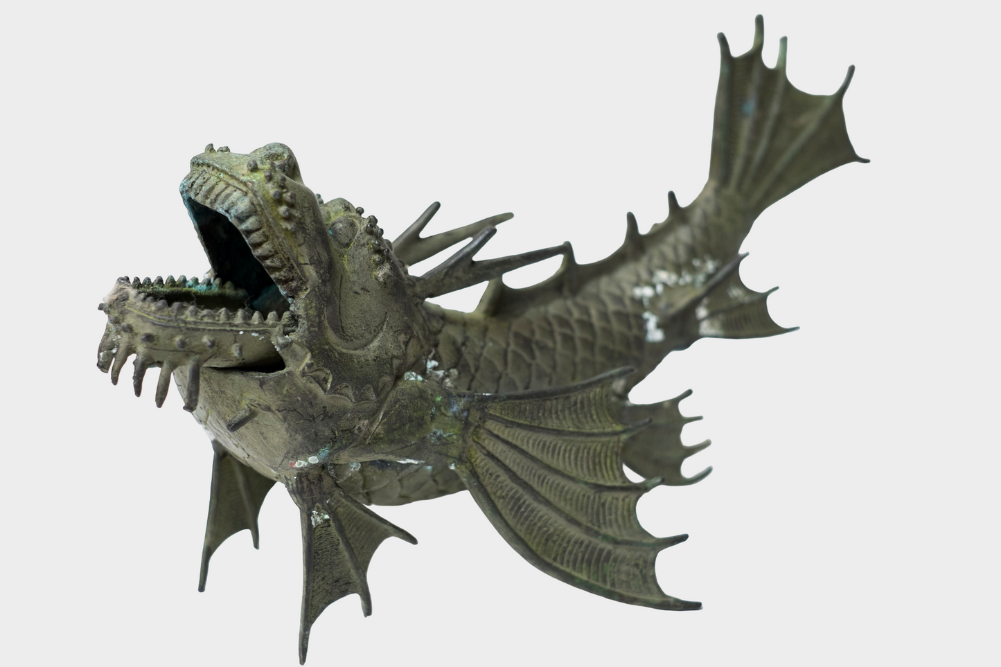 Pair of Bronze Shachihoko Dragon-Fish Guardians | East Asian Mythical Roof Form Sculptures