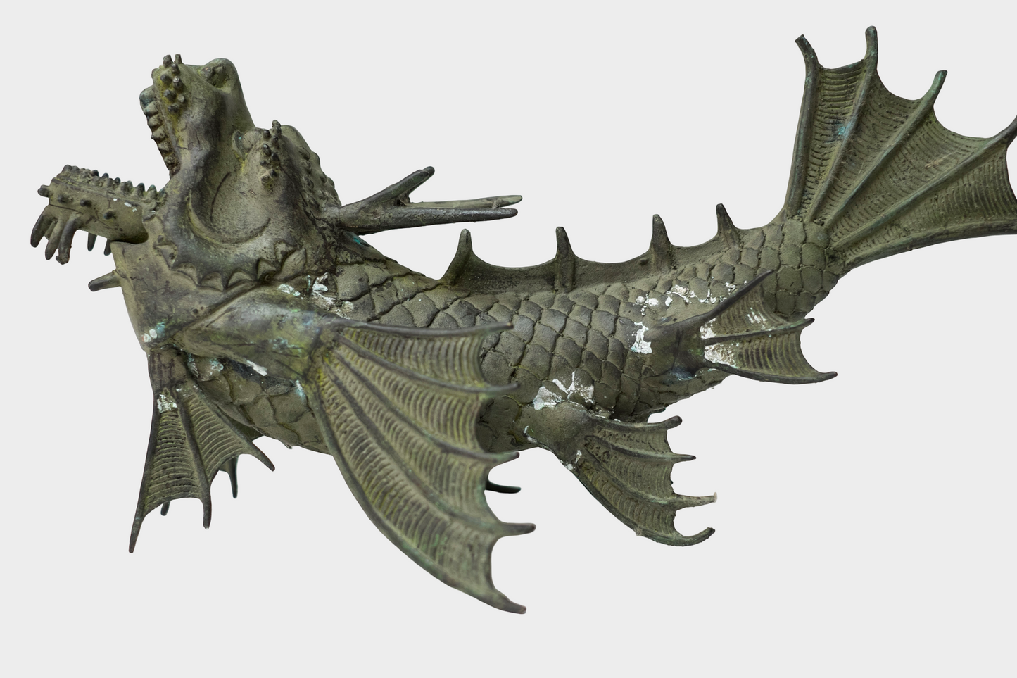 Pair of Bronze Shachihoko Dragon-Fish Guardians | East Asian Mythical Roof Form Sculptures
