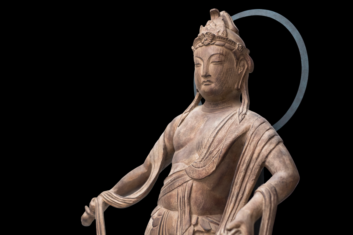 Byodo-in Inspired Cloudborne Offering Bodhisattva Unchu Kuyo Bosatsu, often called Hiten/Tennyo Standing Celestial Attendant Figure Statue