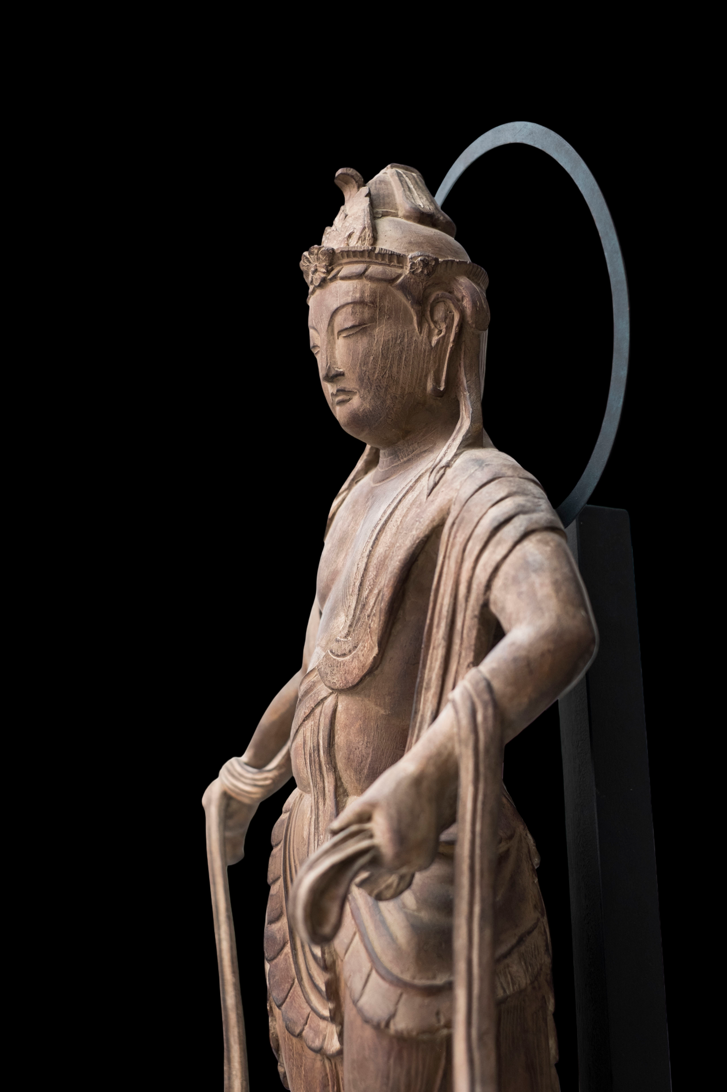 Byodo-in Inspired Cloudborne Offering Bodhisattva Unchu Kuyo Bosatsu, often called Hiten/Tennyo Standing Celestial Attendant Figure Statue