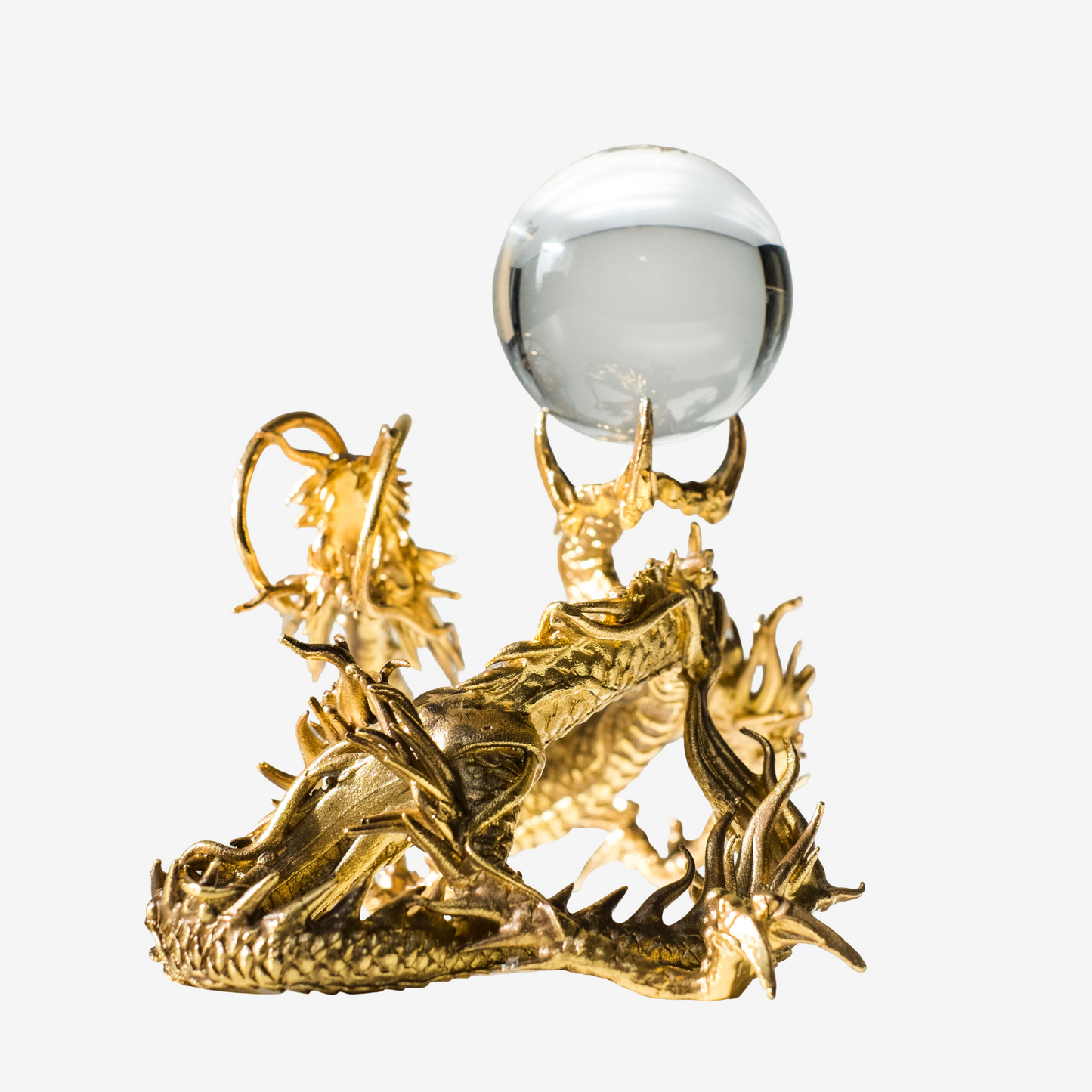 Japanese Golden Dragon Sculpture Crystal Orb Ganpo Ryu Wish Jewel Statue Feng Shui Prosperity Decor Original Kiri Box