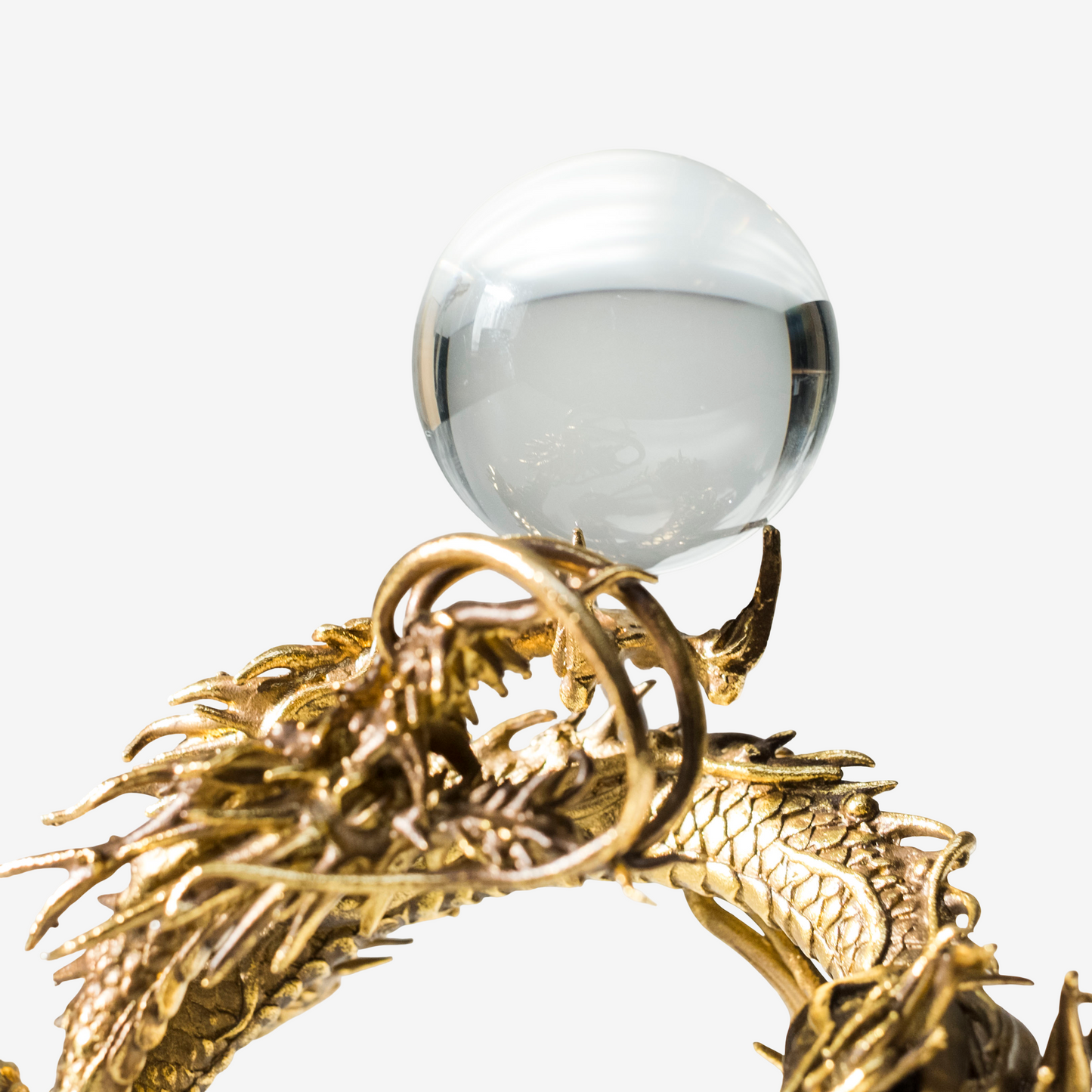 Japanese Golden Dragon Sculpture Crystal Orb Ganpo Ryu Wish Jewel Statue Feng Shui Prosperity Decor Original Kiri Box