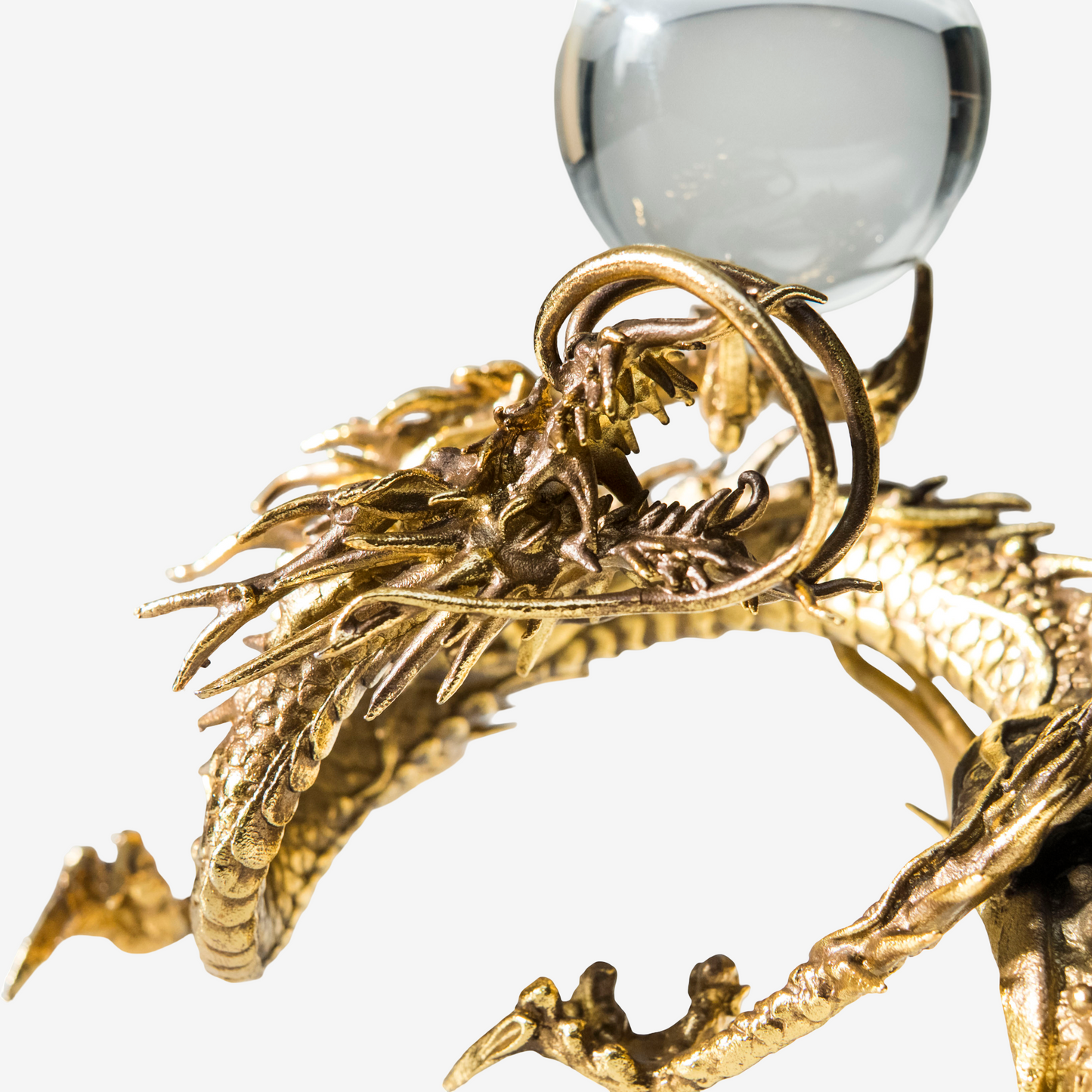 Japanese Golden Dragon Sculpture Crystal Orb Ganpo Ryu Wish Jewel Statue Feng Shui Prosperity Decor Original Kiri Box