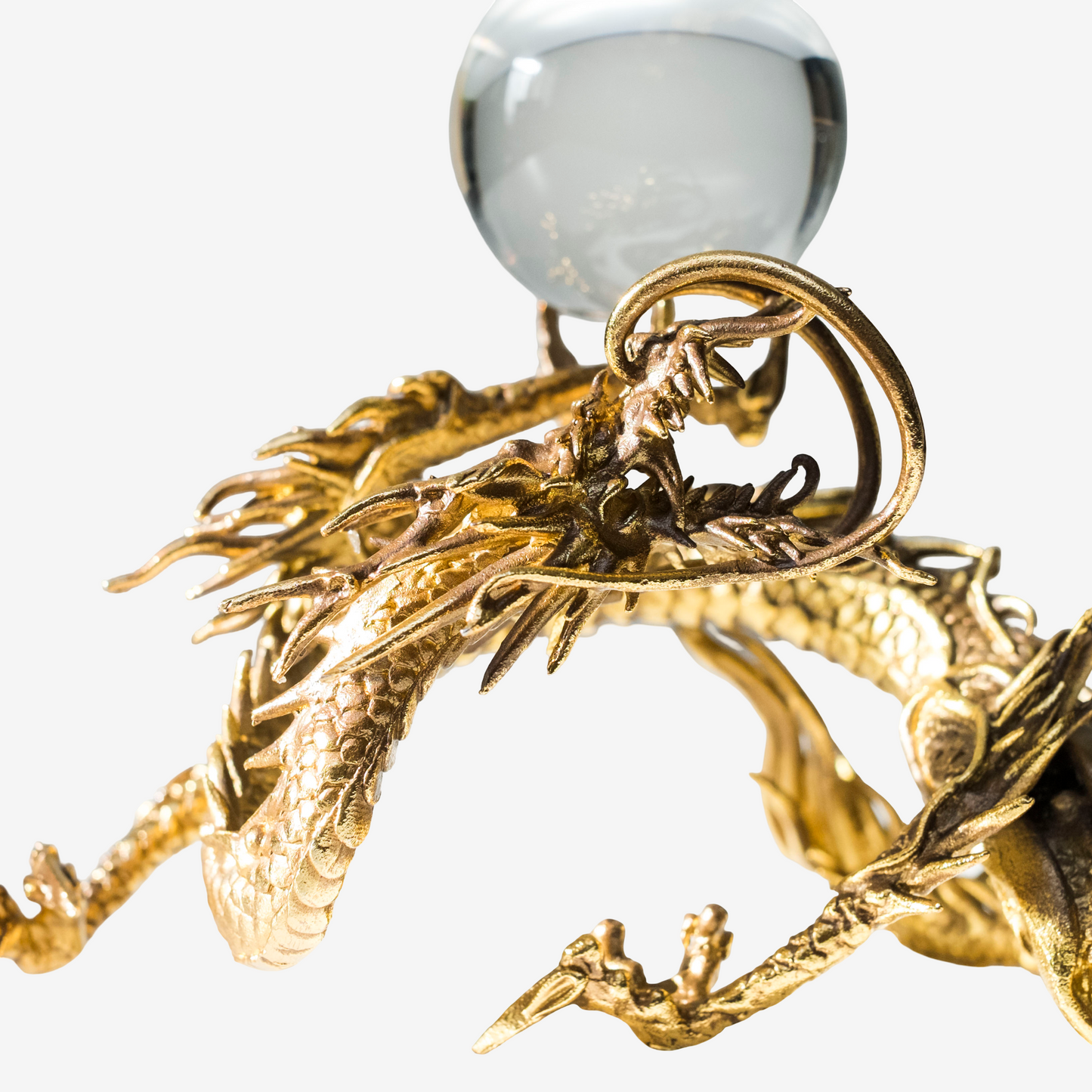 Japanese Golden Dragon Sculpture Crystal Orb Ganpo Ryu Wish Jewel Statue Feng Shui Prosperity Decor Original Kiri Box