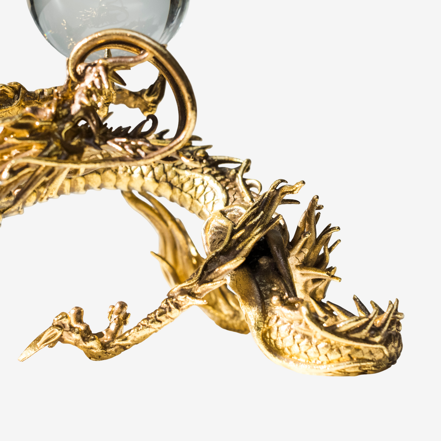 Japanese Golden Dragon Sculpture Crystal Orb Ganpo Ryu Wish Jewel Statue Feng Shui Prosperity Decor Original Kiri Box