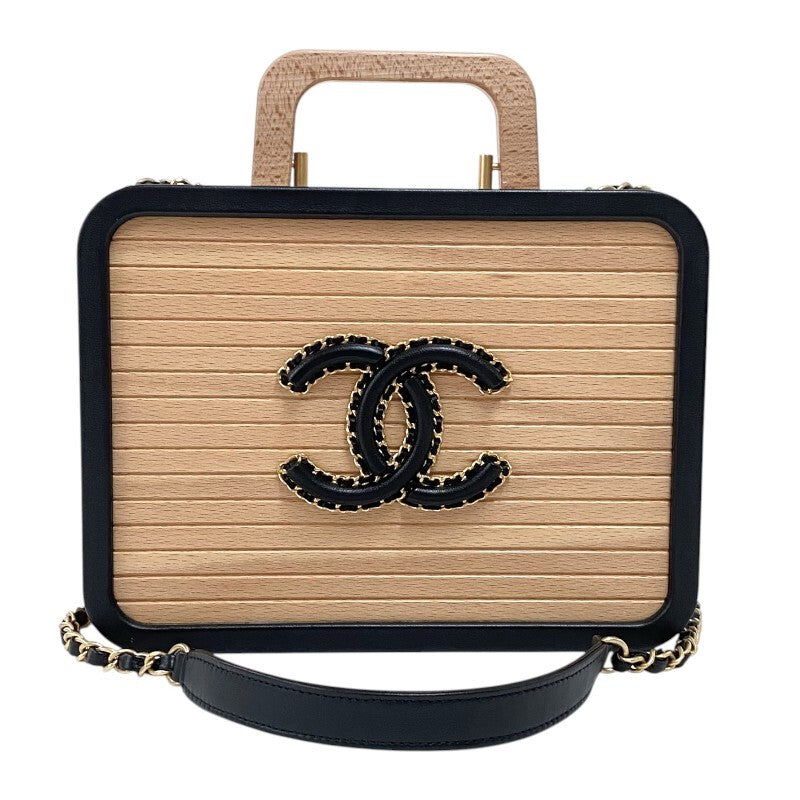 CHANEL AS2927 Beachwood Vanity Bag – Beige × Gold Hardware · Wood & Lambskin Hybrid · Rare Collector Shoulder Bag A-Rank