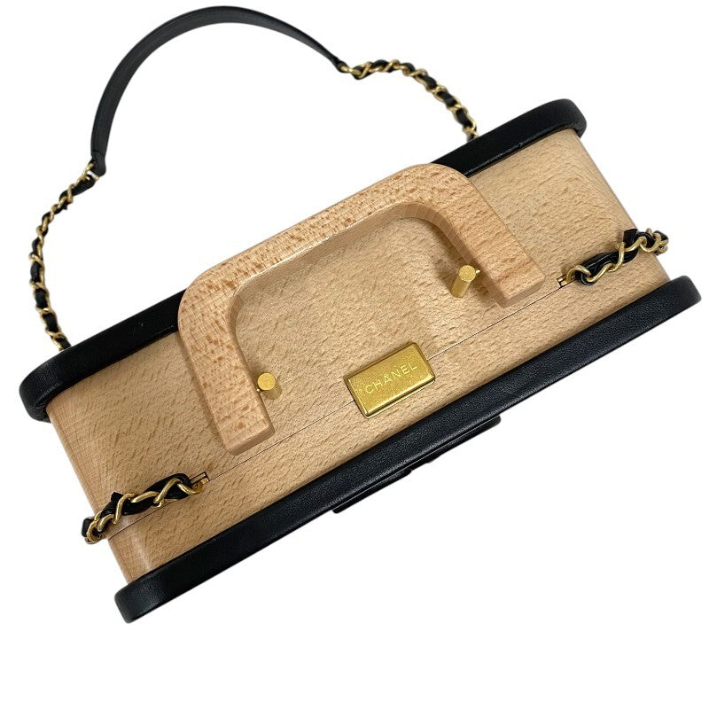 CHANEL AS2927 Beachwood Vanity Bag – Beige × Gold Hardware · Wood & Lambskin Hybrid · Rare Collector Shoulder Bag A-Rank