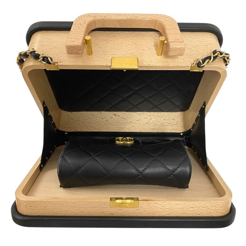 CHANEL AS2927 Beachwood Vanity Bag – Beige × Gold Hardware · Wood & Lambskin Hybrid · Rare Collector Shoulder Bag A-Rank