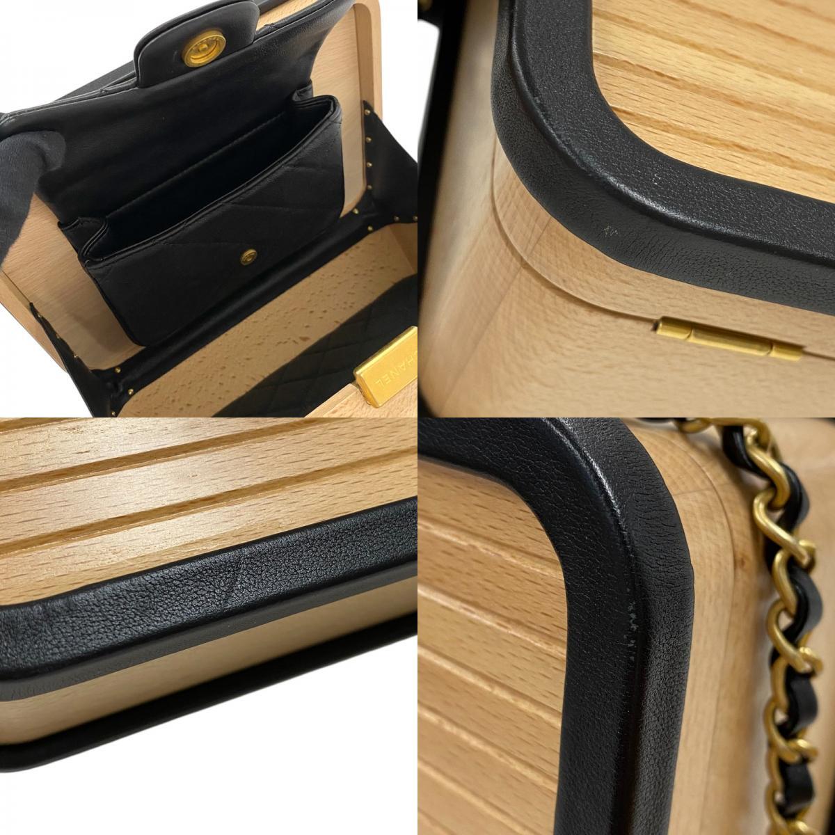 CHANEL AS2927 Beachwood Vanity Bag – Beige × Gold Hardware · Wood & Lambskin Hybrid · Rare Collector Shoulder Bag A-Rank