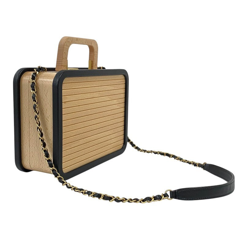 CHANEL AS2927 Beachwood Vanity Bag – Beige × Gold Hardware · Wood & Lambskin Hybrid · Rare Collector Shoulder Bag A-Rank