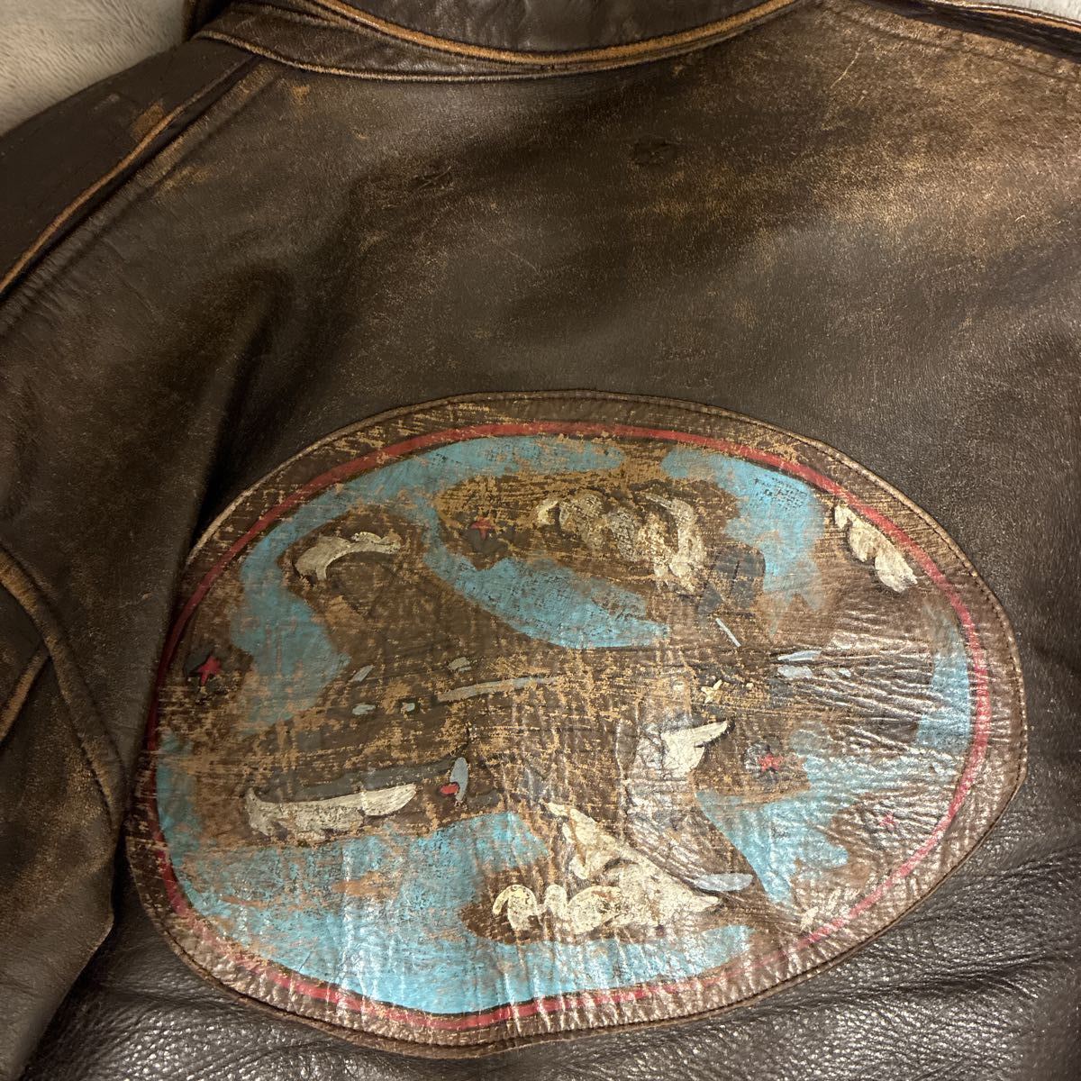 AVIREX Limited Version A-2 Leather Flight Jacket Serial 040 1992 Patch Back Art Distressed Vintage Style