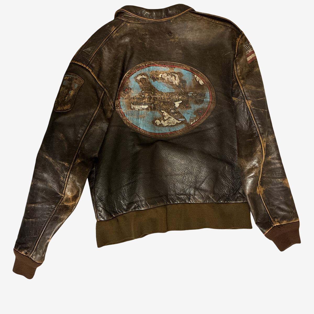 AVIREX Limited Version A-2 Leather Flight Jacket Serial 040 1992 Patch Back Art Distressed Vintage Style
