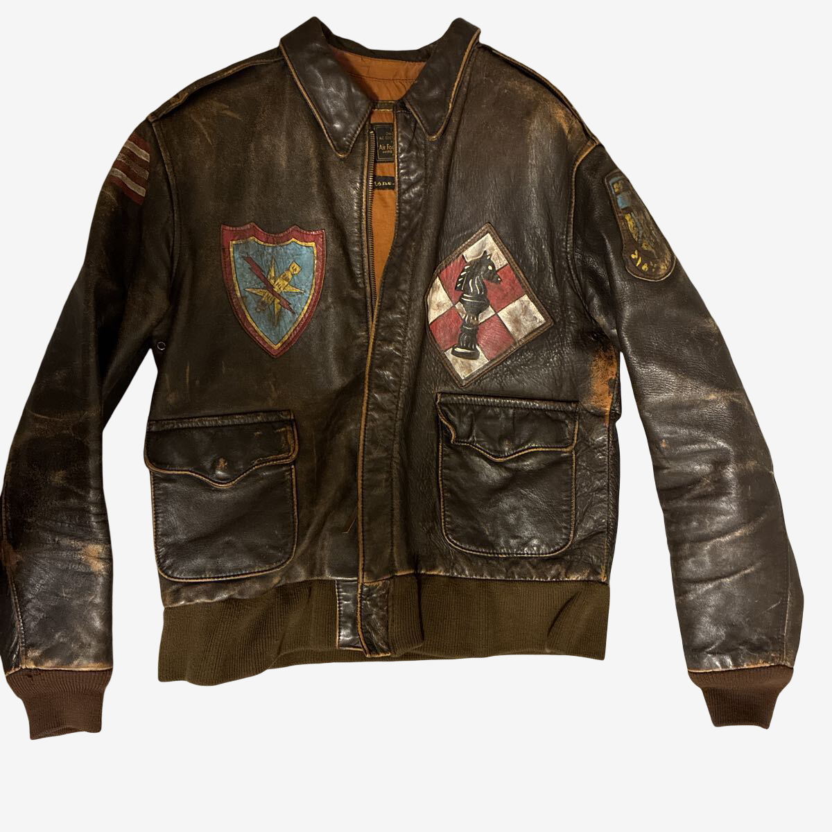 AVIREX Limited Version A-2 Leather Flight Jacket Serial 040 1992 Patch Back Art Distressed Vintage Style
