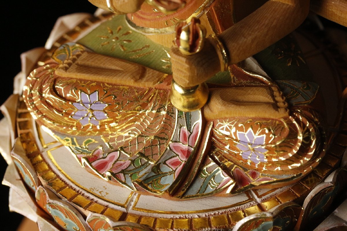 Aizen Myōō (Rāgarāja) Wooden Gilt Polychrome Statue, Edo Period Revival Style, 27cm — Esoteric Buddhism Guardian Deity