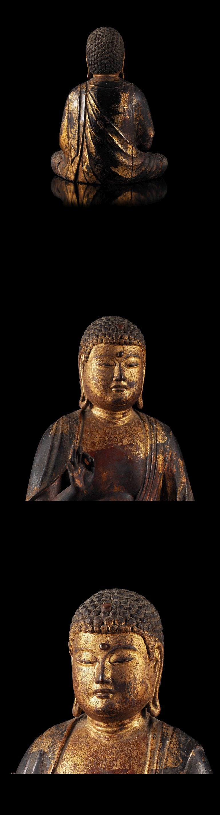 Amida Nyorai (Amitabha) — Gilt-Lacquered Wooden Seated Buddha, 21 cm | Japanese Devotional Sculpture for Home Altar & Study
