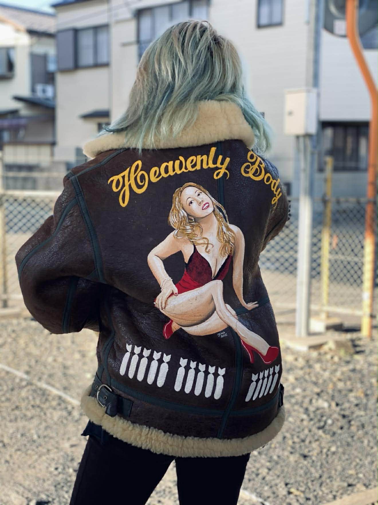 One-of-One Hand-Painted B-3 Flight Jacket “Heavenly Body” Pinup USAF Nose Art Leather Bomber Size L
