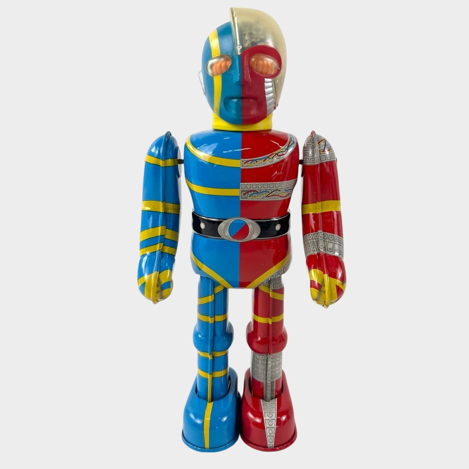 Biliken Shokai Android Kikaider Tin Wind-Up Figure — Showa Japanese Buriki Hero, Boxed Mechanical Toy