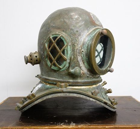 Antique Japanese Brass Diving Helmet TOA Tokyo Vintage Maritime Diver Helmet Industrial Nautical Artifact