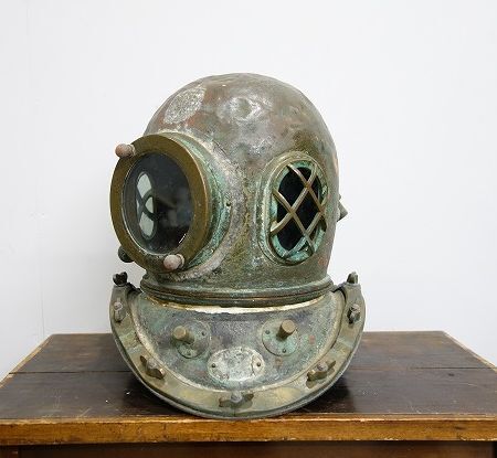 Antique Japanese Brass Diving Helmet TOA Tokyo Vintage Maritime Diver Helmet Industrial Nautical Artifact