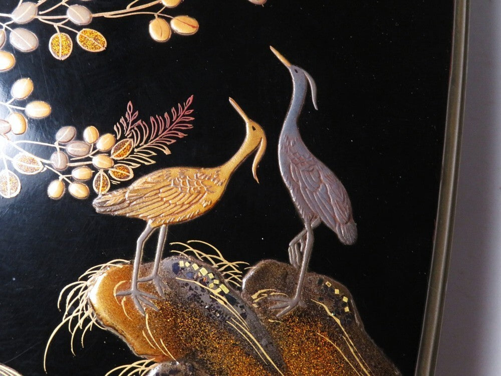 Antique Japanese Lacquer Tachi Sword Stand | Gold Maki-e Flower & Bird Design | Edo–Meiji Period Display | 66cm