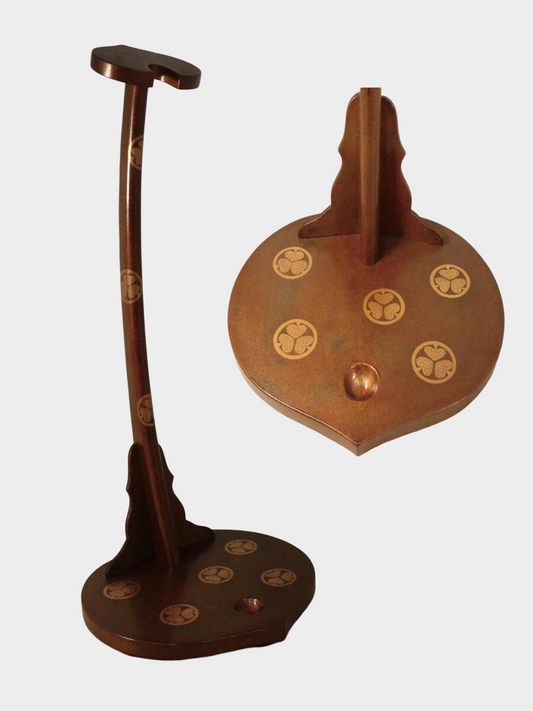 Antique Japanese Lacquer Tachi Sword Stand | Kamon Crests | Edo–Meiji Period Samurai Display