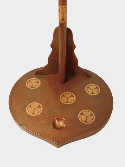 Antique Japanese Lacquer Tachi Sword Stand | Kamon Crests | Edo–Meiji Period Samurai Display
