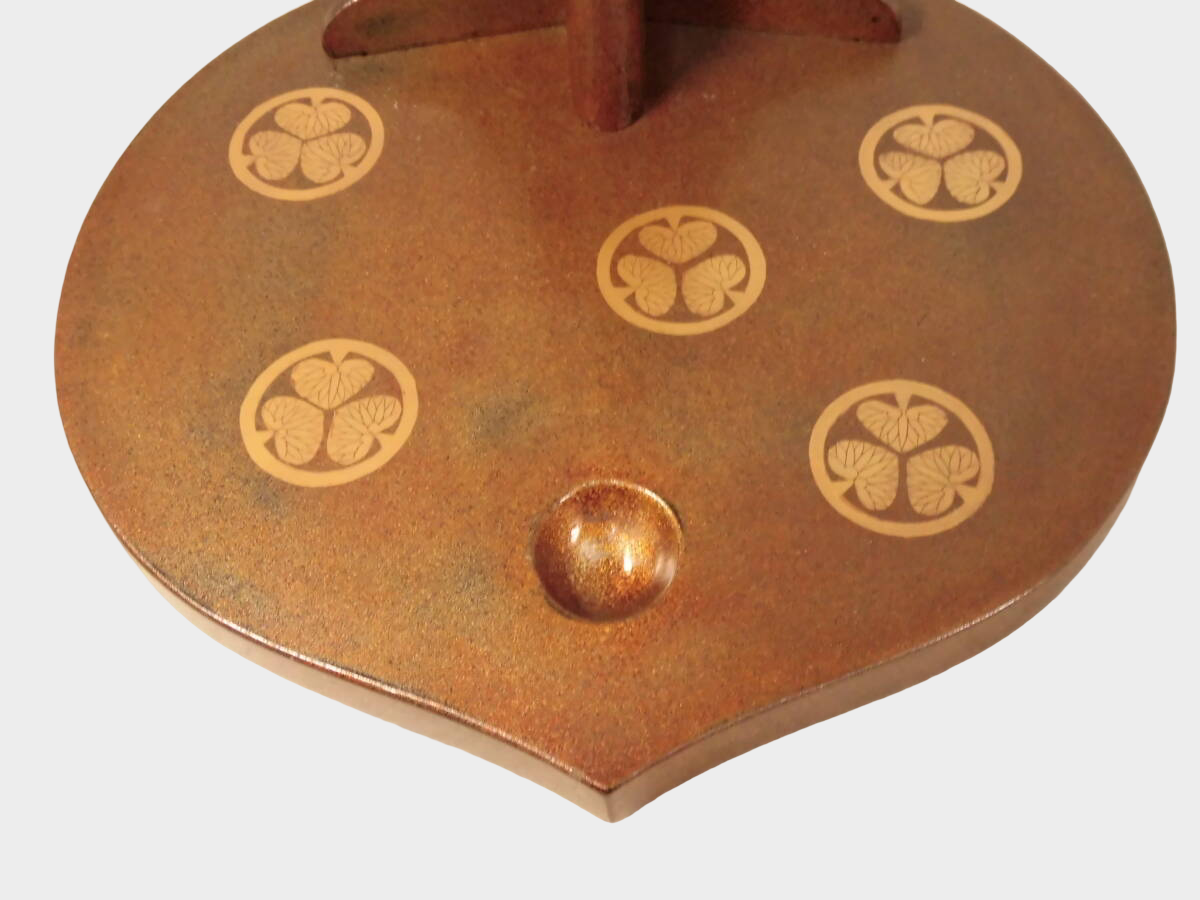 Antique Japanese Lacquer Tachi Sword Stand | Kamon Crests | Edo–Meiji Period Samurai Display