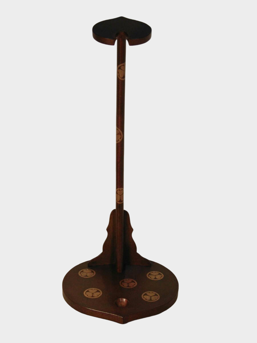 Antique Japanese Lacquer Tachi Sword Stand | Kamon Crests | Edo–Meiji Period Samurai Display