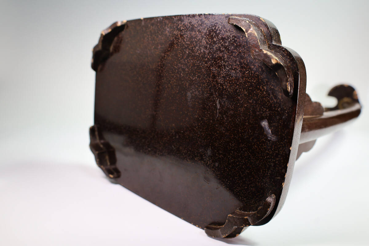 Antique Japanese Lacquer Tachi Sword Stand | Maki-e Floral Motifs | Pear-Skin Ground | Edo–Meiji Decorative Arms Display